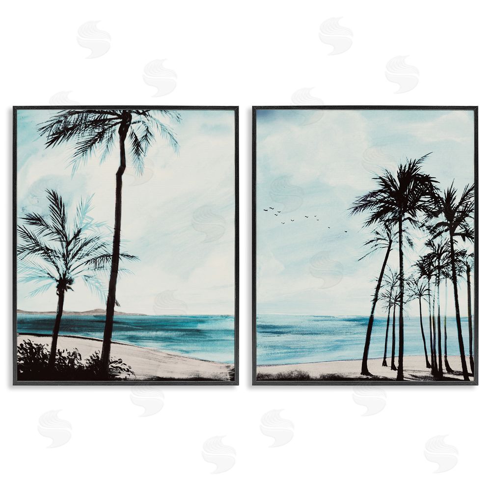 Linda Baliko Tropical Palm Seaview Black Framed Giclee Wall Art Print