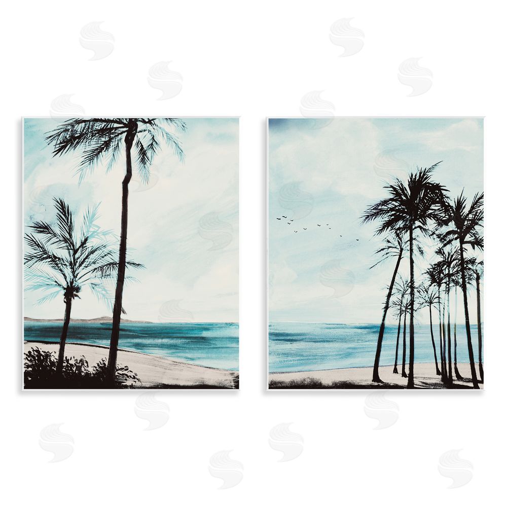 Linda Baliko Tropical Palm Seaview Wooden Wall Plaque Art Print