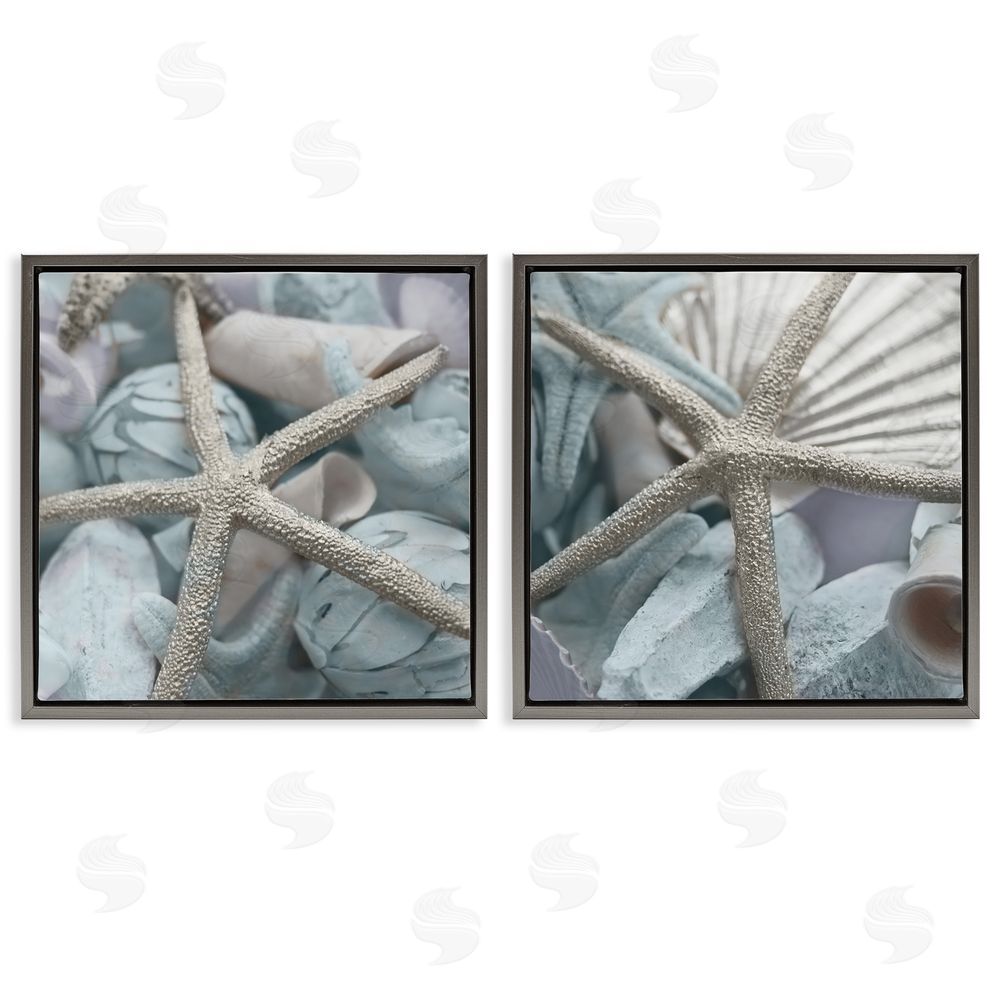Susan Bryant Dry Distressed Starfish Gray Floating Frame Canvas Wall Art Print