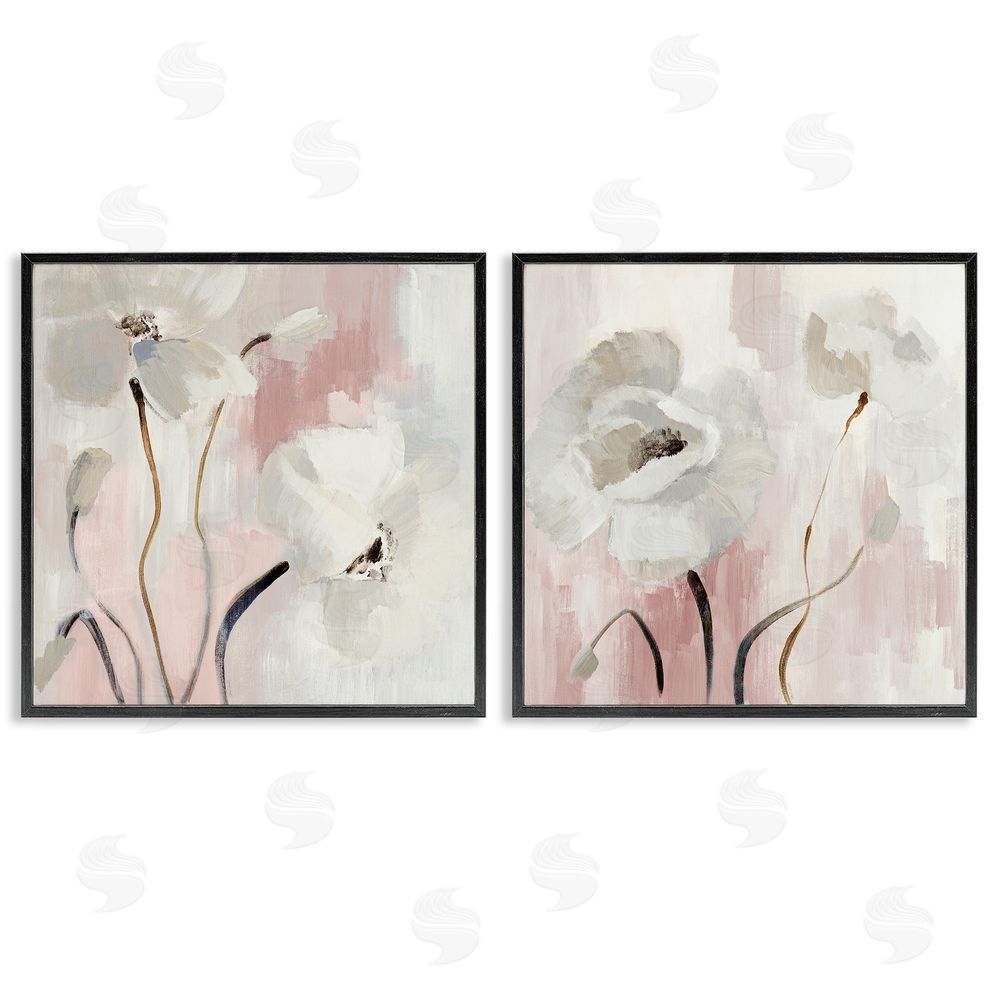 Lanie Loreth Abstract White Poppies Black Framed Giclee Wall Art Print