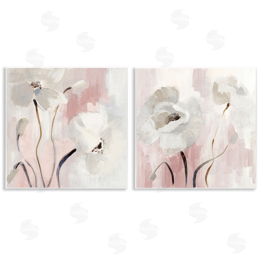 Lanie Loreth Abstract White Poppies Wooden Wall Plaque Art Print