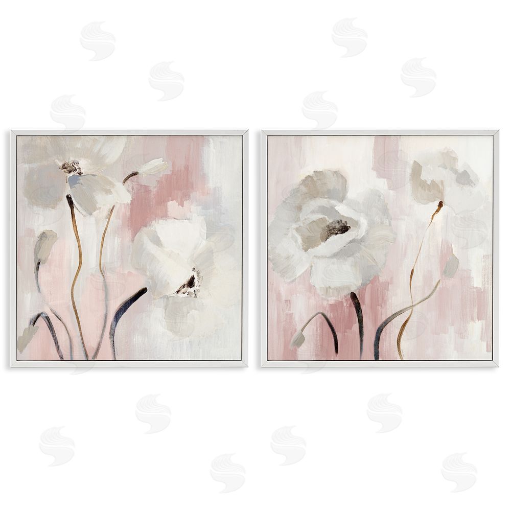 Lanie Loreth Abstract White Poppies White Framed Giclee Wall Art Print