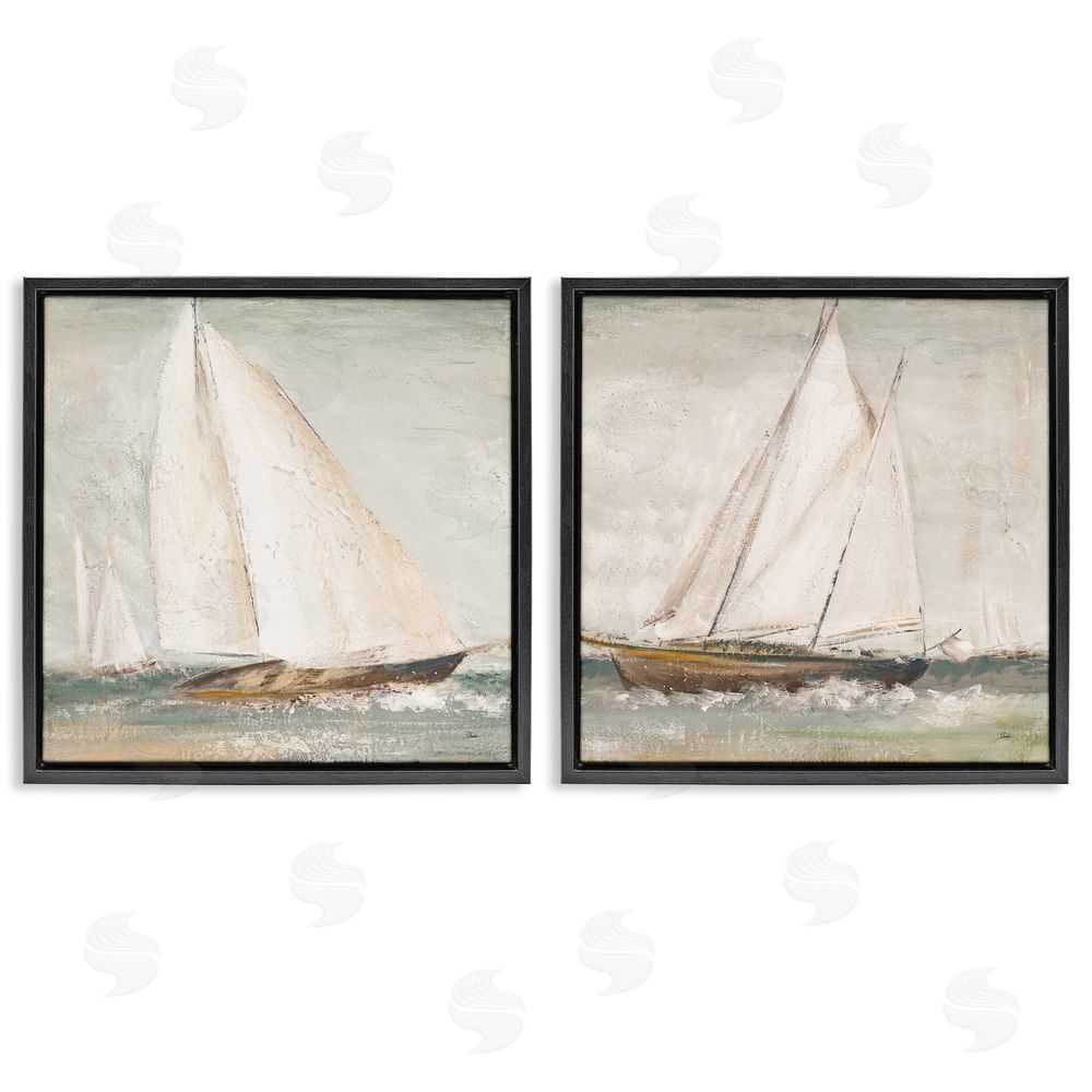 Patricia Pinto Tall Ships at Sea Black Floating Frame Canvas Wall Art Print