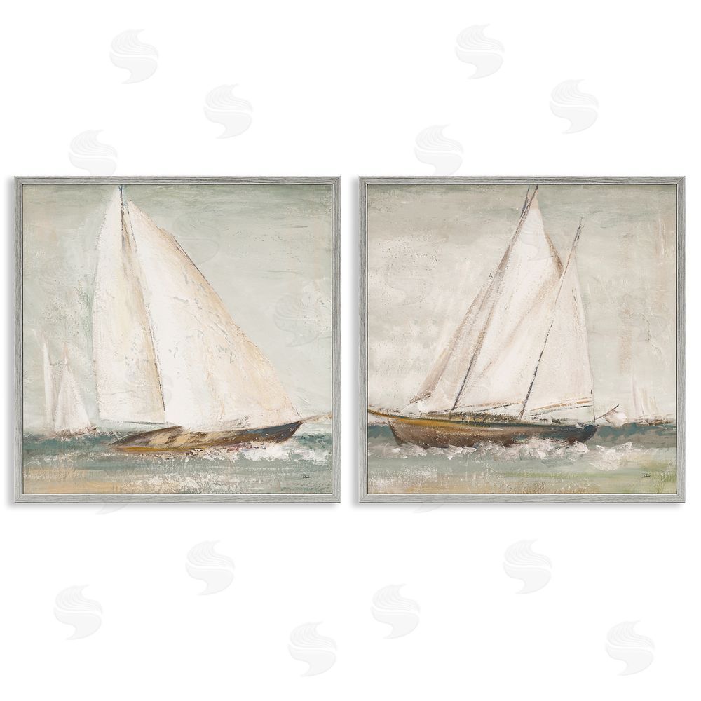 Patricia Pinto Tall Ships at Sea Gray Framed Giclee Wall Art Print