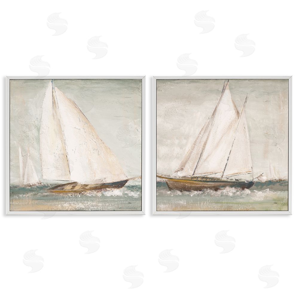 Patricia Pinto Tall Ships at Sea White Framed Giclee Wall Art Print