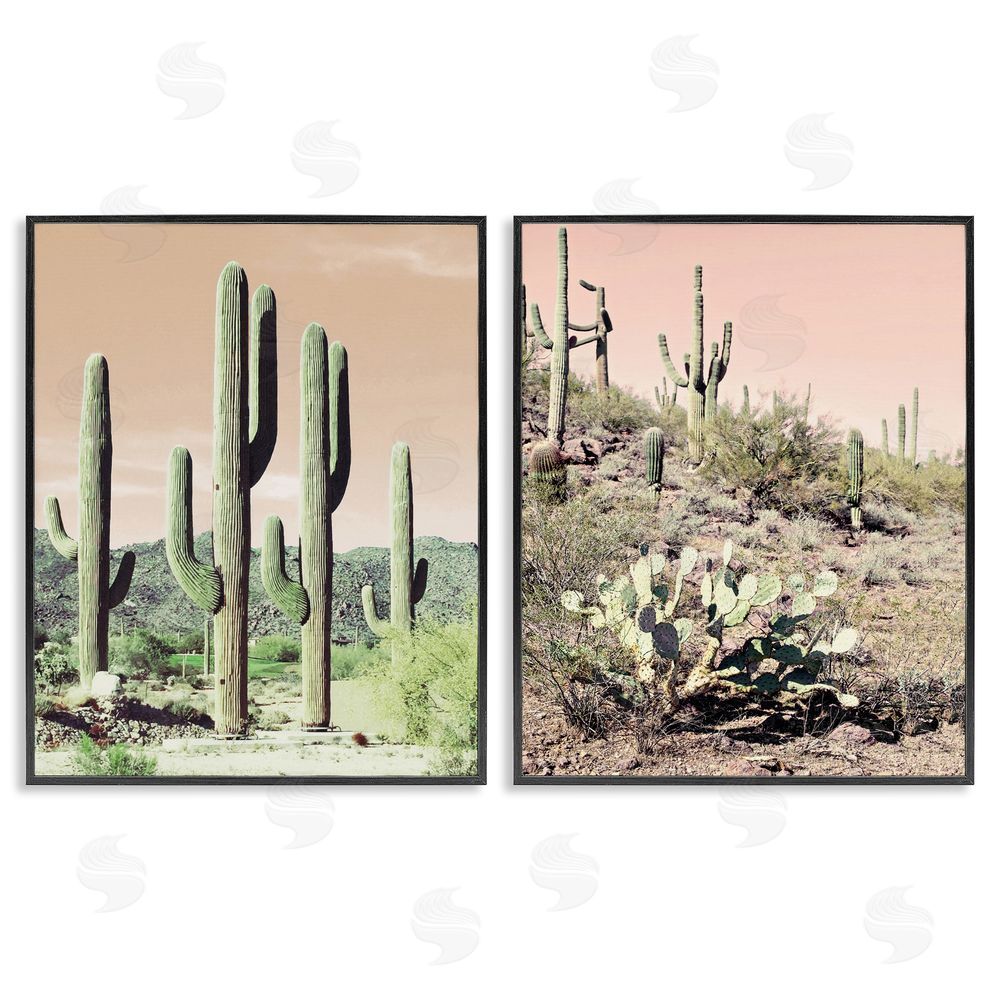 Susan Bryant Saguaro Cactus Desertscape Black Framed Giclee Wall Art Print