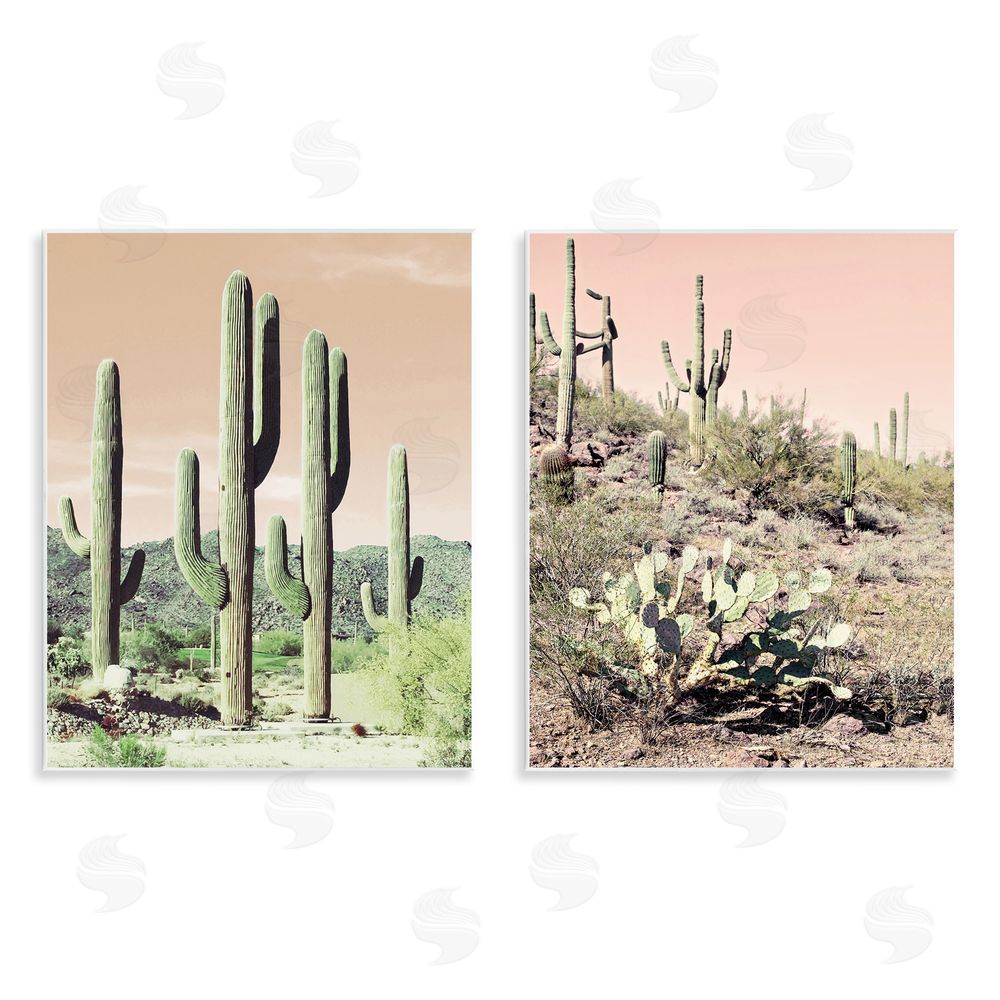 Susan Bryant Saguaro Cactus Desertscape Wooden Wall Plaque Art Print