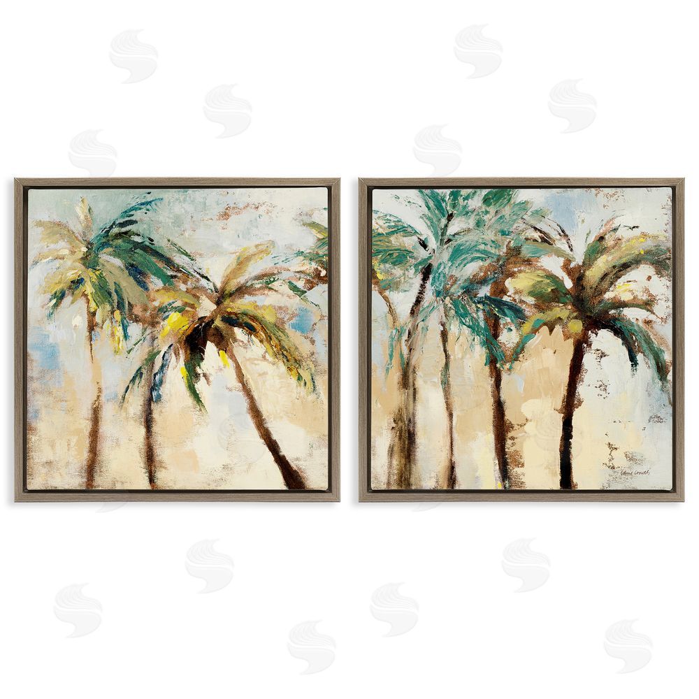 Lanie Loreth Abstract Palm Trees Brown Floating Frame Canvas Wall Art Print