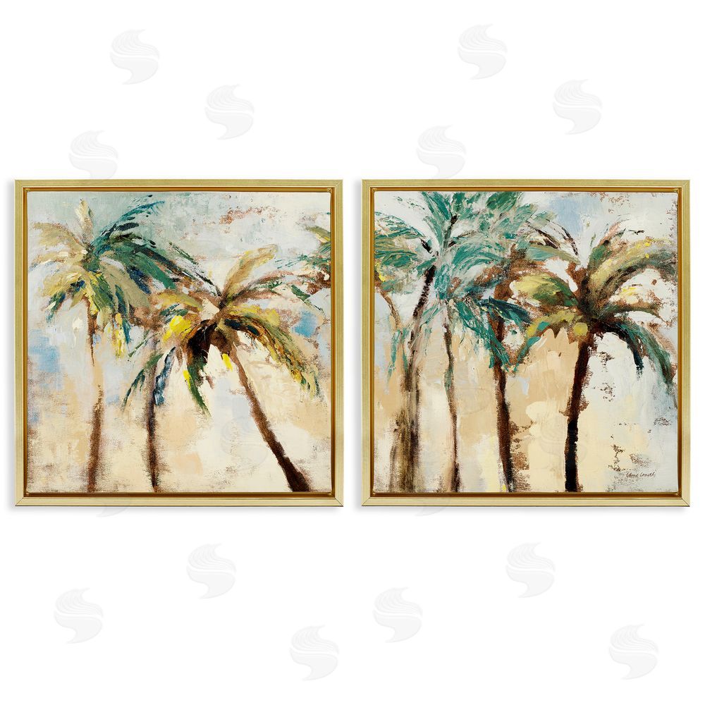 Lanie Loreth Abstract Palm Trees Gold Floating Frame Canvas Wall Art Print