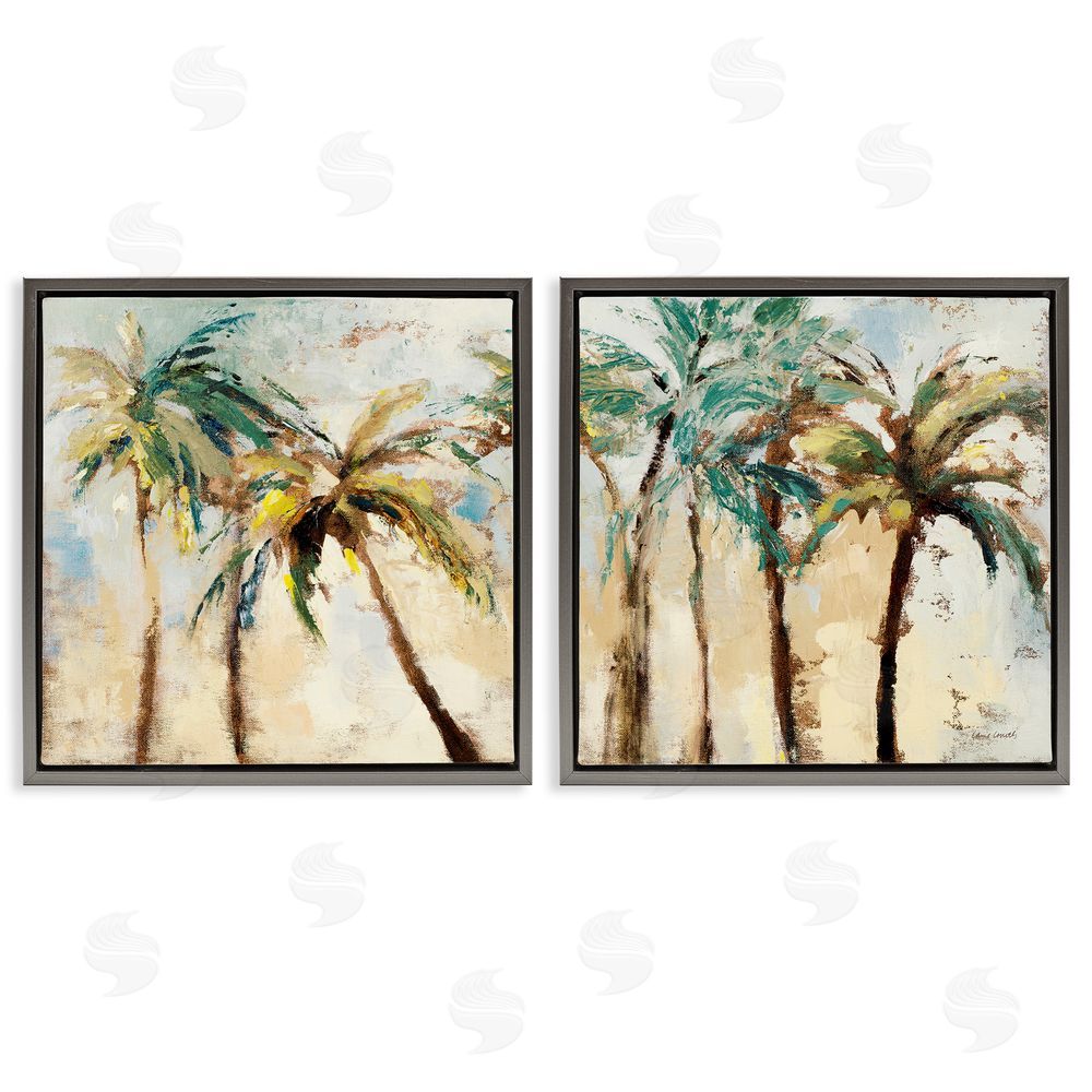 Lanie Loreth Abstract Palm Trees Gray Floating Frame Canvas Wall Art Print