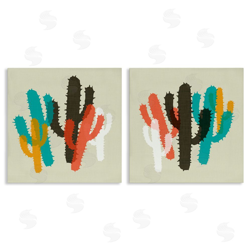 SD Graphics Studio Vibrant Overlapping Cactus   Canvas Wall Art Print