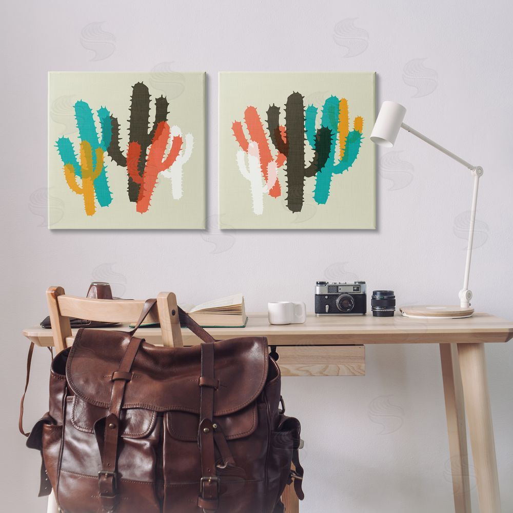 SD Graphics Studio Vibrant Overlapping Cactus   Canvas Wall Art Print in Room