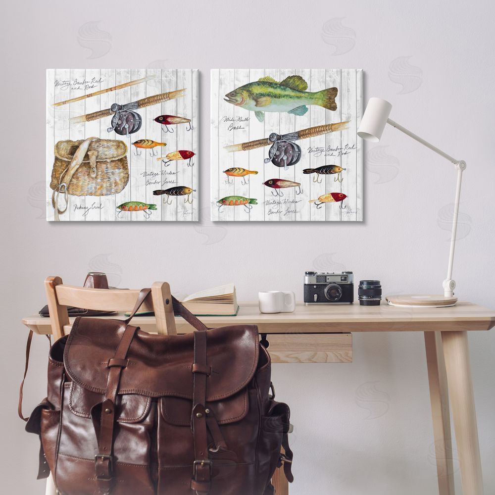 Patricia Pinto Vintage Fishing Gear Canvas Wall Art Print in Room