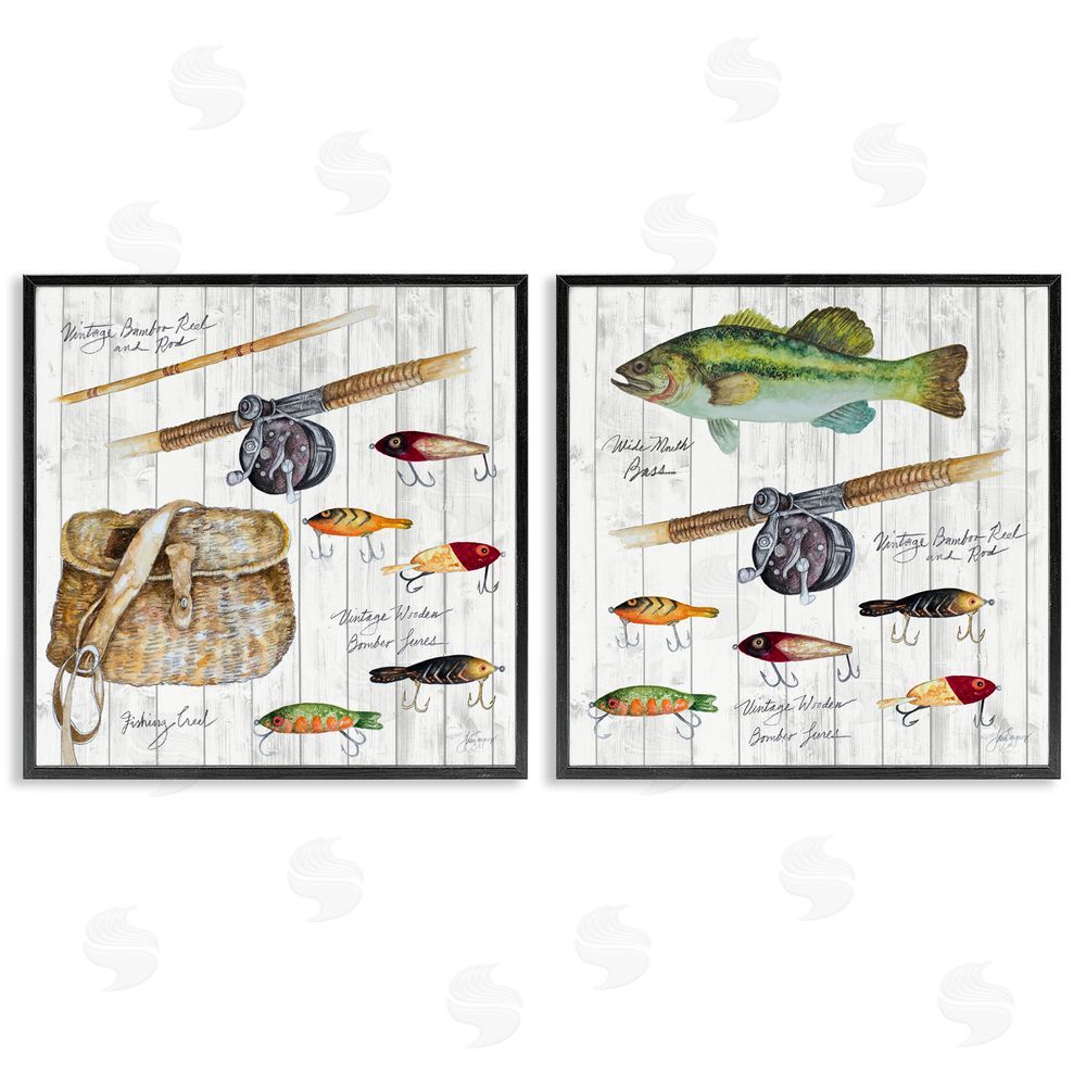 Patricia Pinto Vintage Fishing Gear Black Framed Giclee Wall Art Print