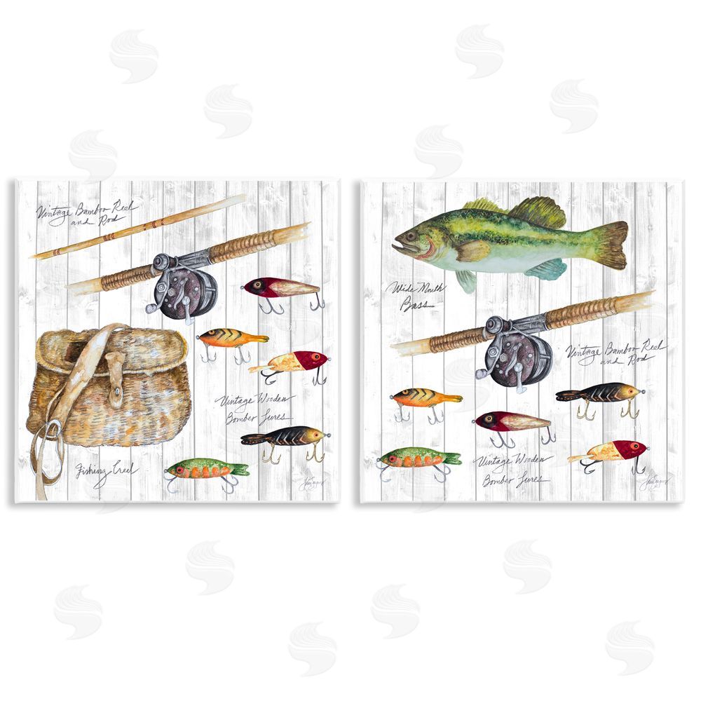 Patricia Pinto Vintage Fishing Gear Wooden Wall Plaque Art Print