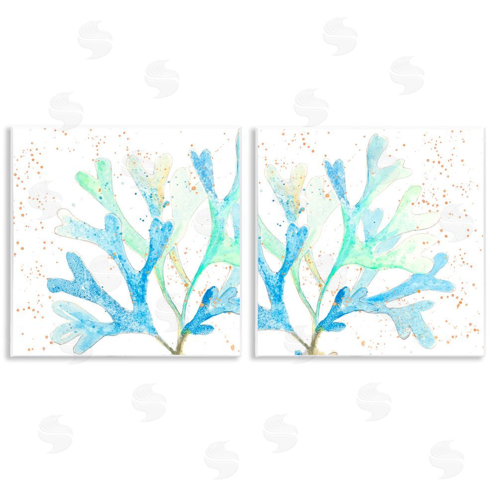 Patricia Pinto Speckled Blue Green Coral  Wooden Wall Plaque Art Print