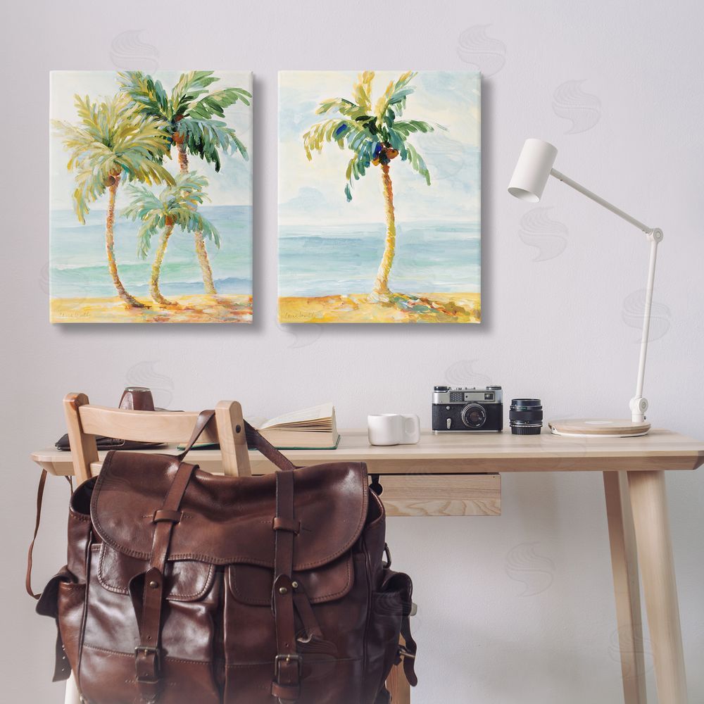 Lanie Loreth Tropical Palms Calm Ocean Canvas Wall Art Print in Room