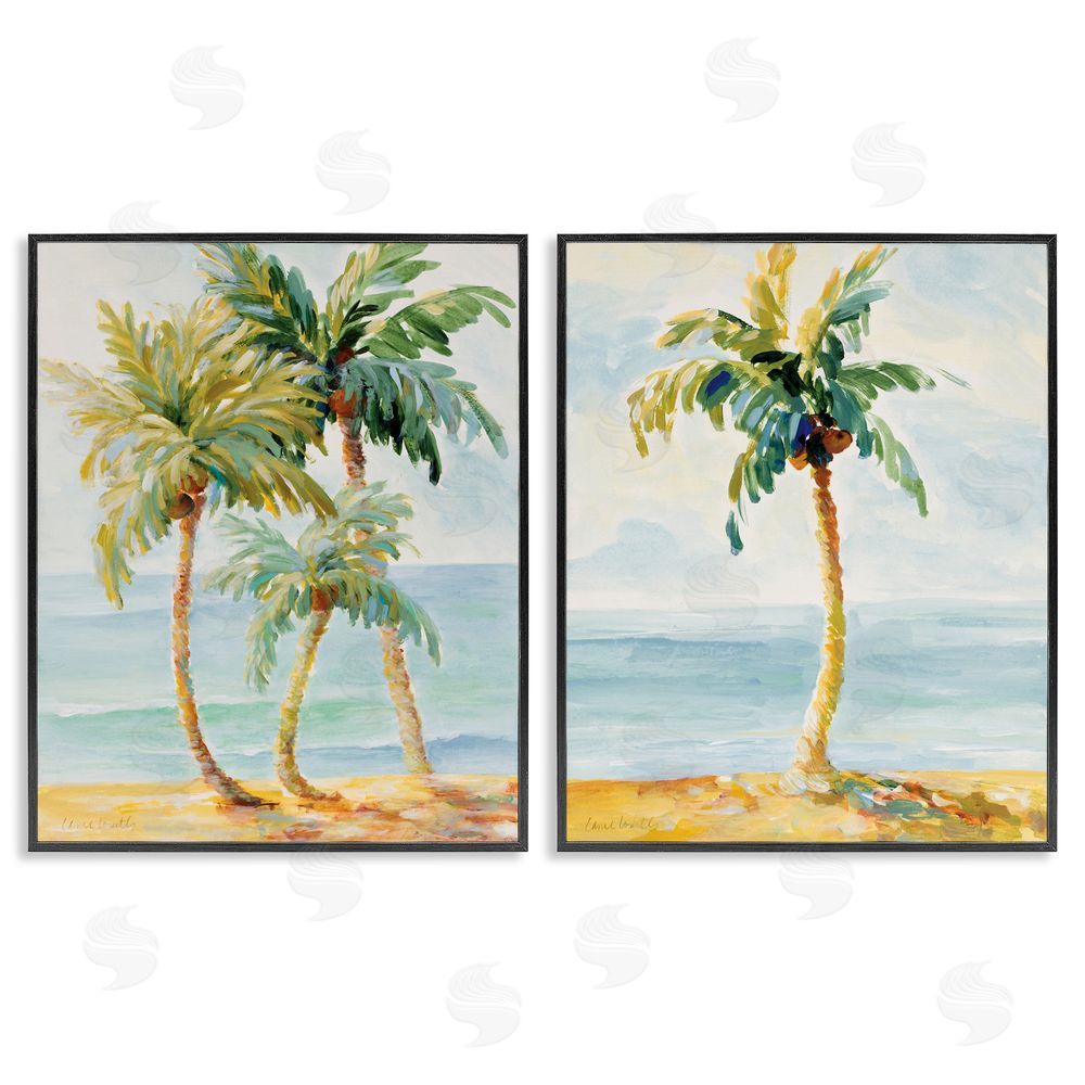 Lanie Loreth Tropical Palms Calm Ocean Black Framed Giclee Wall Art Print