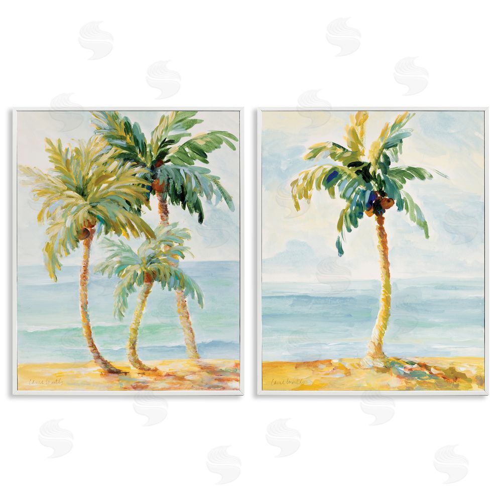 Lanie Loreth Tropical Palms Calm Ocean White Framed Giclee Wall Art Print