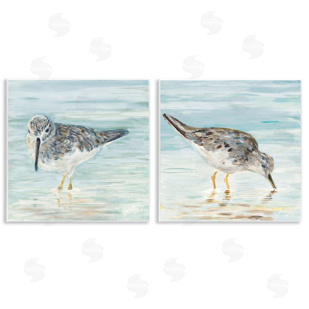 Julie DeRice Piping Plover Shoreline Birds Wooden Wall Plaque Art Print