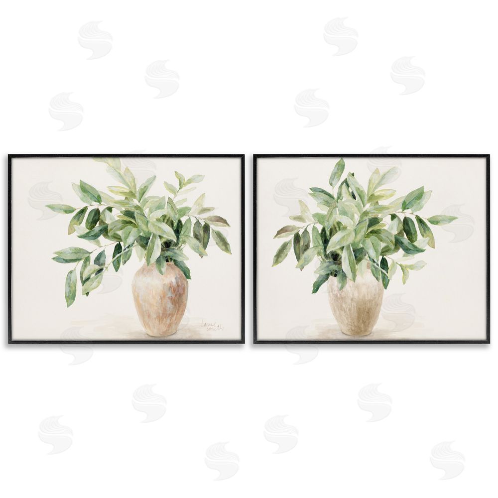 Lanie Loreth Vase of Hardy Green Foliage Black Framed Giclee Wall Art Print