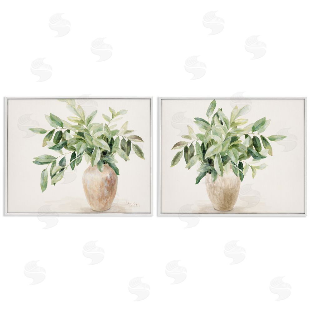 Lanie Loreth Vase of Hardy Green Foliage White Framed Giclee Wall Art Print