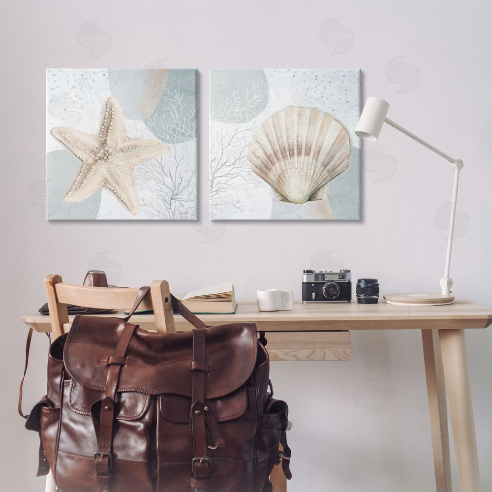 Patricia Pinto Scallop Starfish Sealife Canvas Wall Art Print in Room
