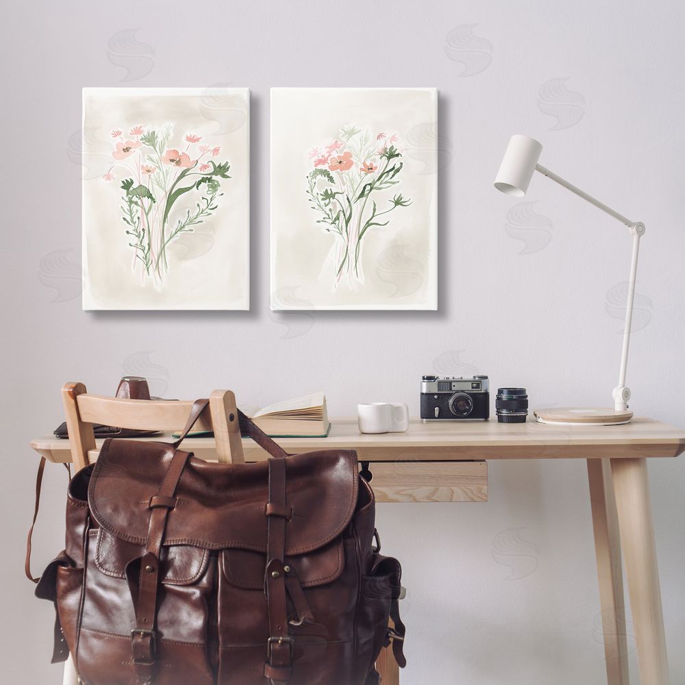 Elizabeth Medley Simple Watercolor Flowers Canvas Wall Art Print in Room