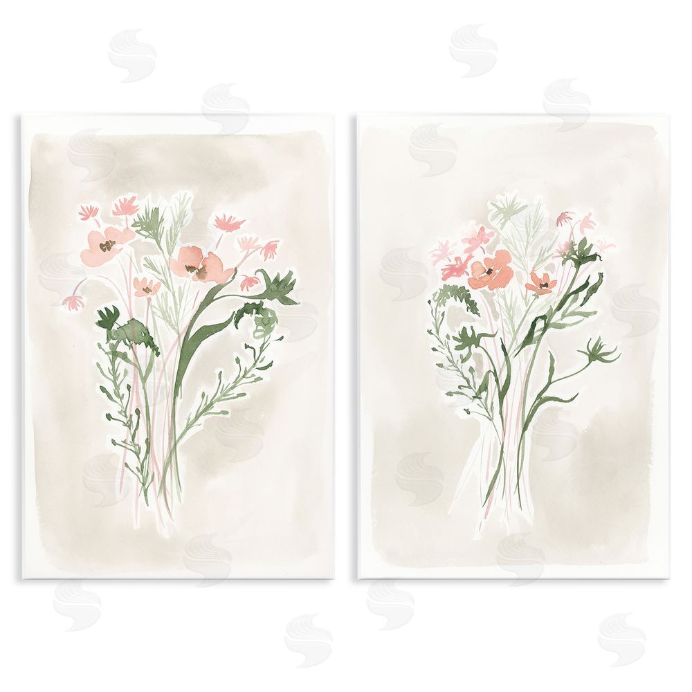 Elizabeth Medley Simple Watercolor Flowers Wooden Wall Plaque Art Print