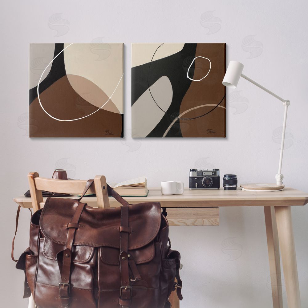 Patricia Pinto Classic Abstract Neutral Shape Canvas Wall Art Print in Room