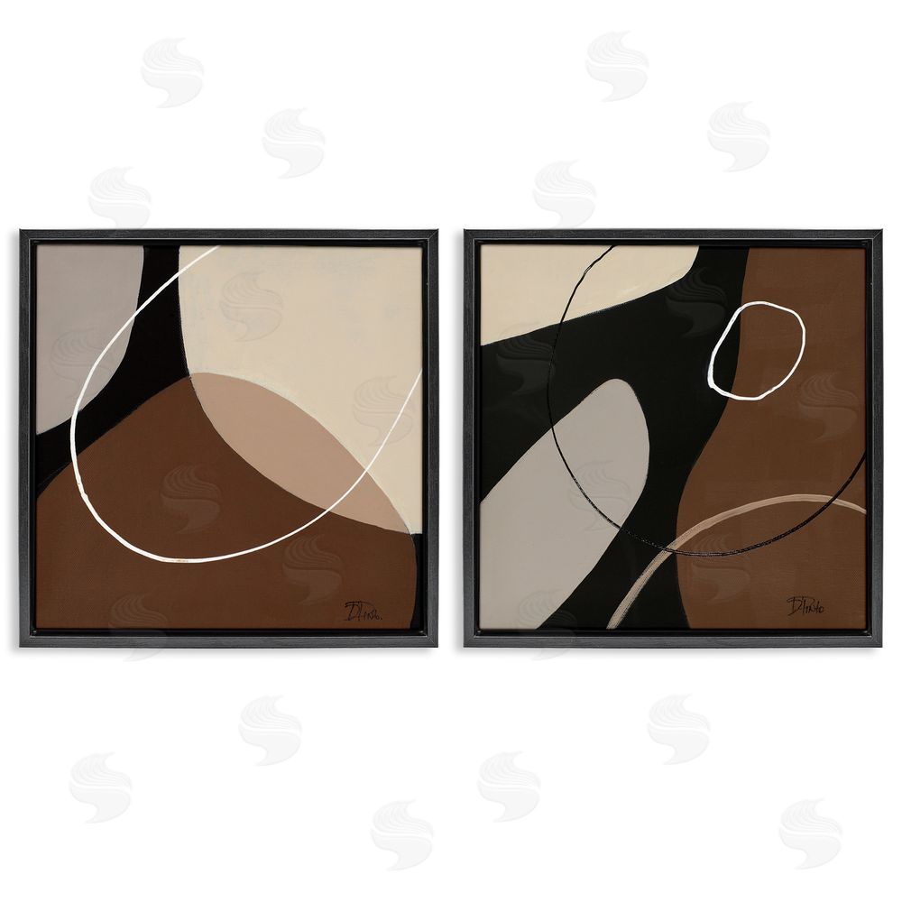 Patricia Pinto Classic Abstract Neutral Shape Black Floating Frame Canvas Wall Art Print