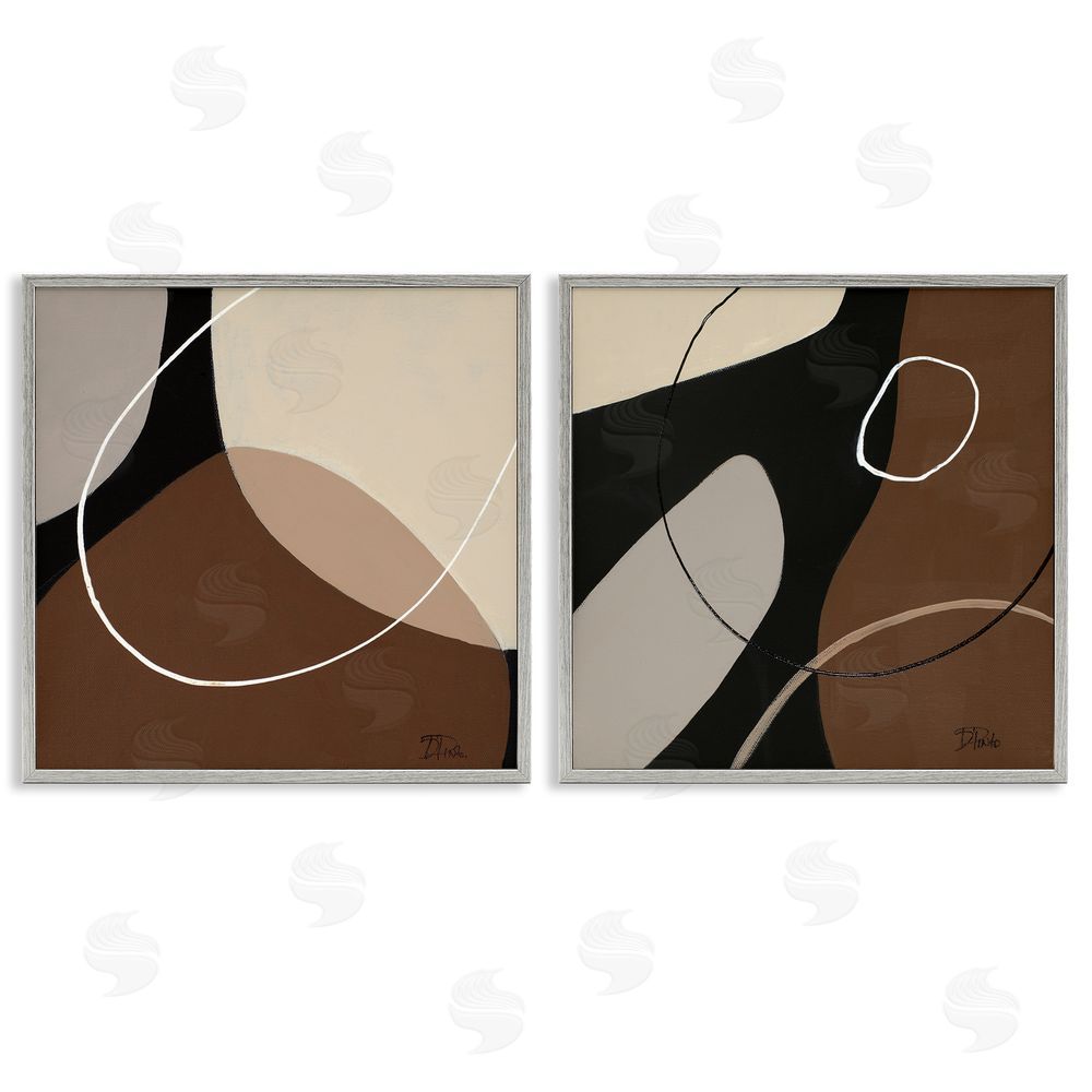 Patricia Pinto Classic Abstract Neutral Shape Gray Framed Giclee Wall Art Print