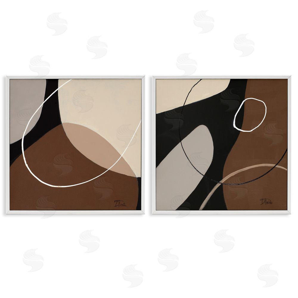 Patricia Pinto Classic Abstract Neutral Shape White Framed Giclee Wall Art Print
