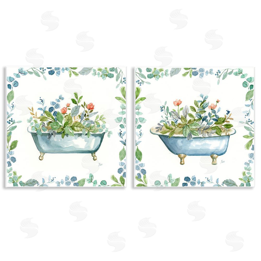 Nan Charming Flower Filled Tub Wooden Wall Plaque Art Print