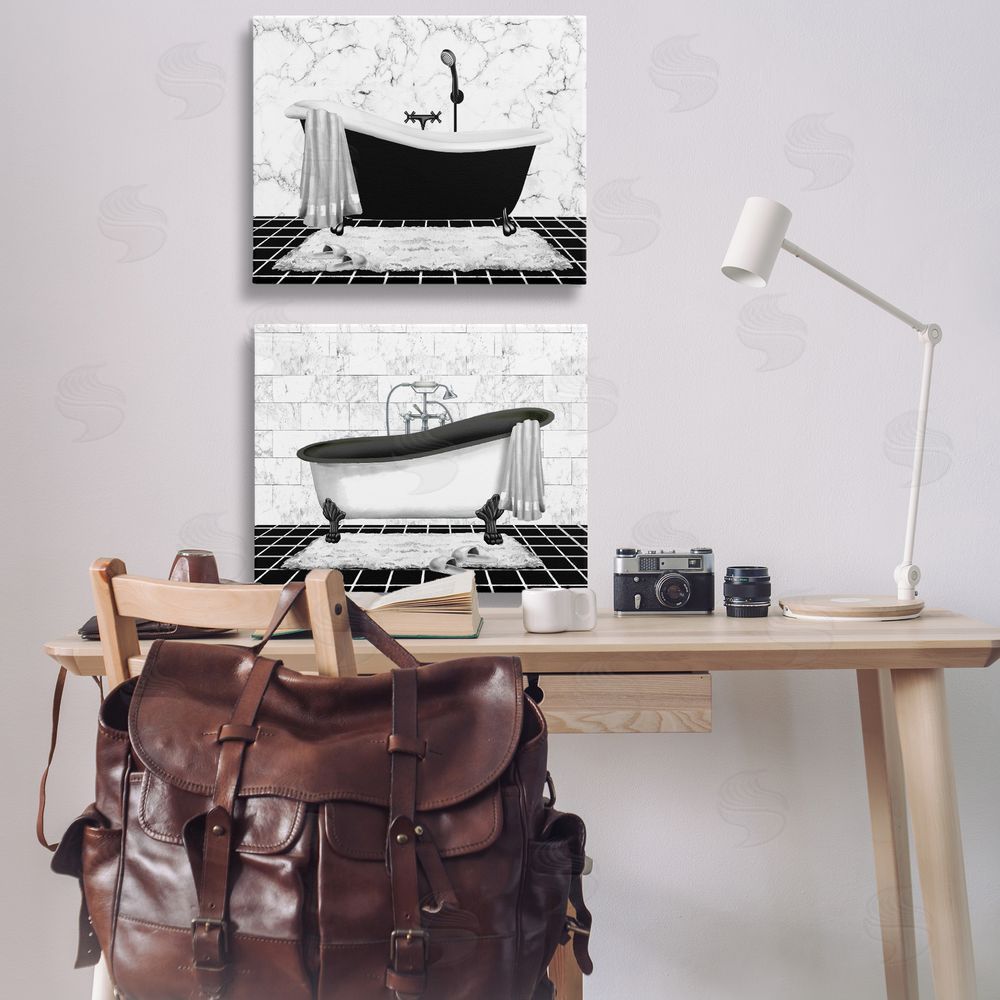 Conrad Knutsen Marble Clawfoot Soaking Tub Canvas Wall Art Print in Room