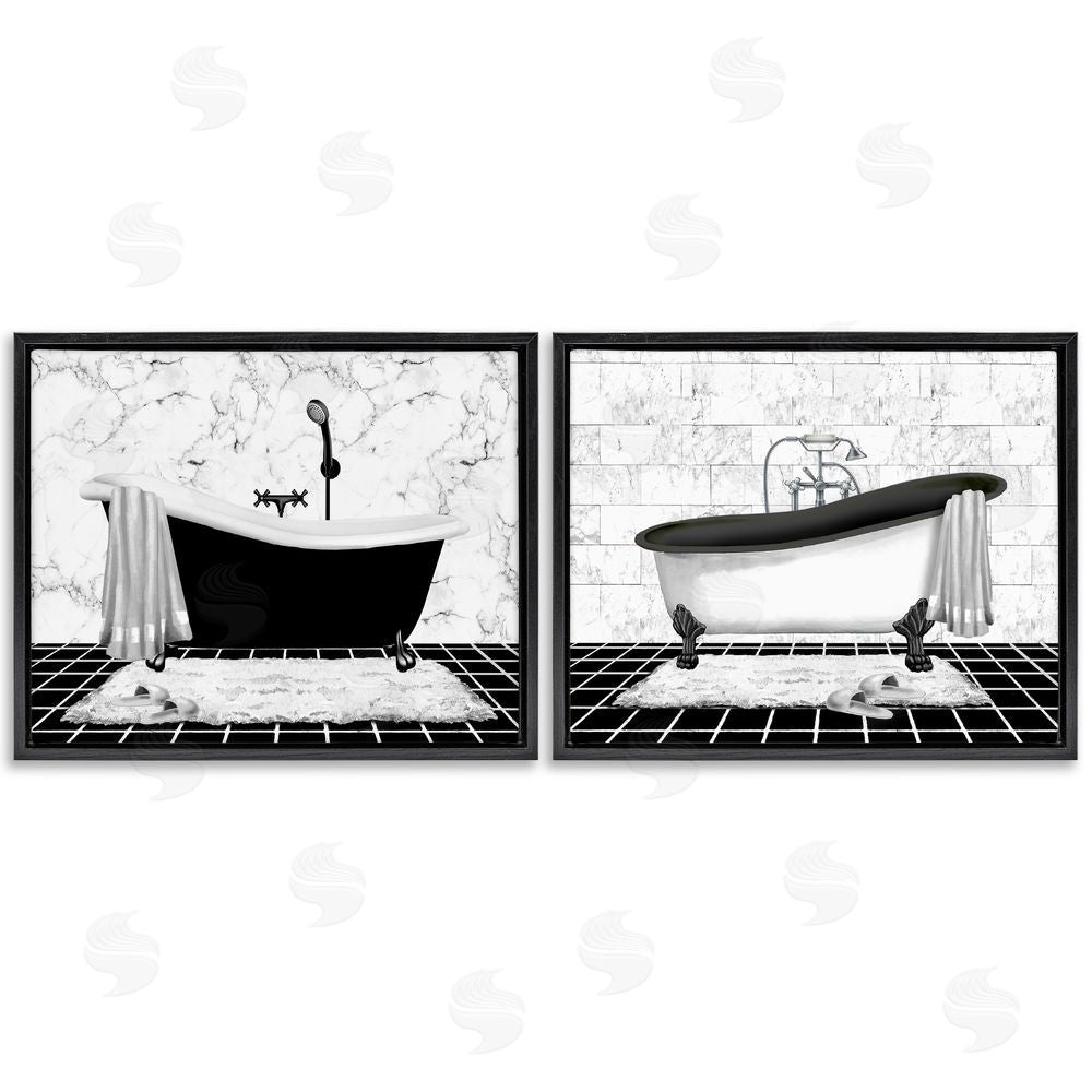 Conrad Knutsen Marble Clawfoot Soaking Tub Black Floating Frame Canvas Wall Art Print