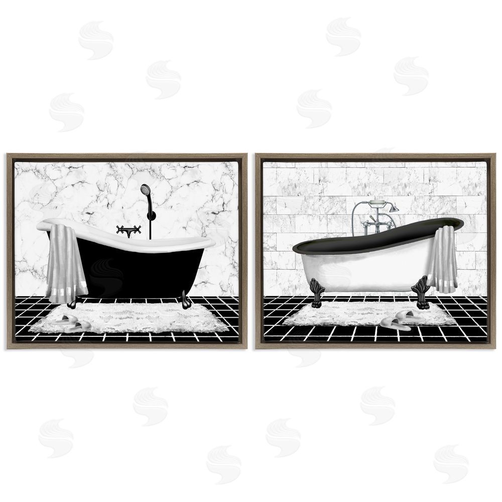 Conrad Knutsen Marble Clawfoot Soaking Tub Brown Floating Frame Canvas Wall Art Print