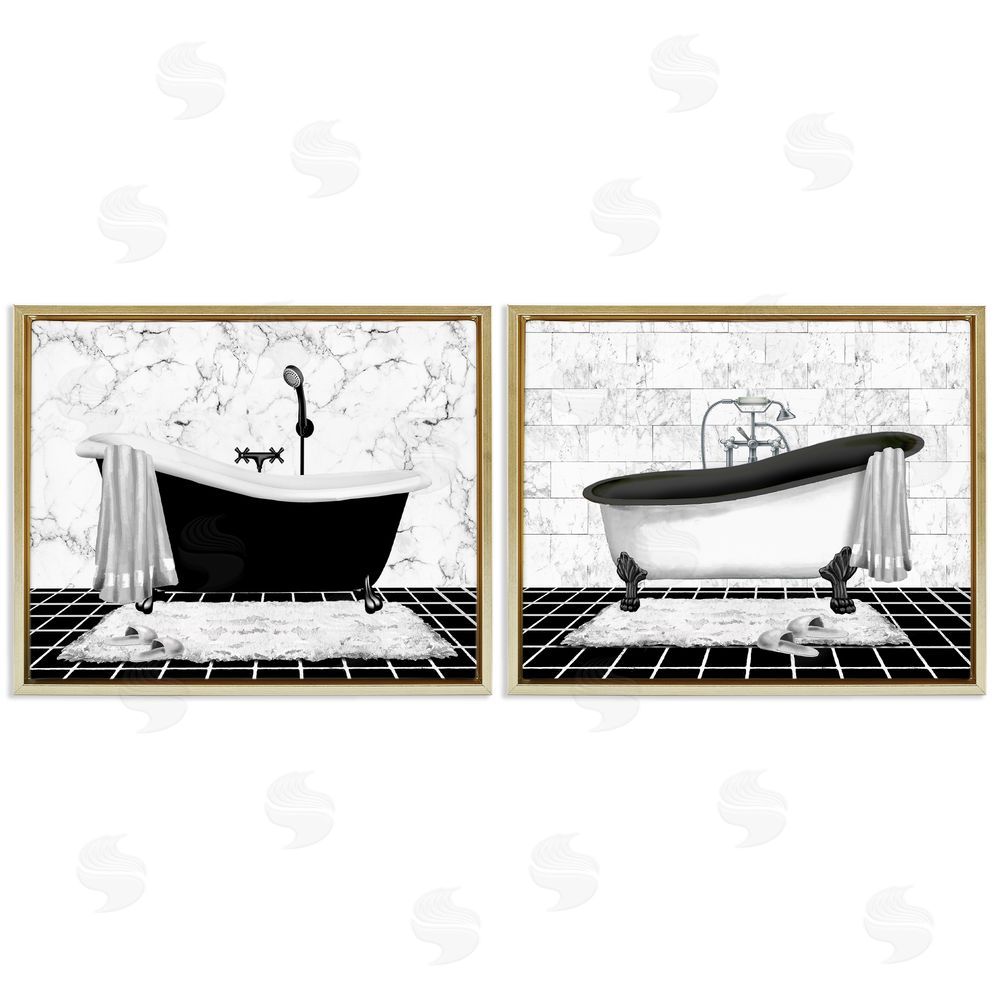 Conrad Knutsen Marble Clawfoot Soaking Tub Gold Floating Frame Canvas Wall Art Print