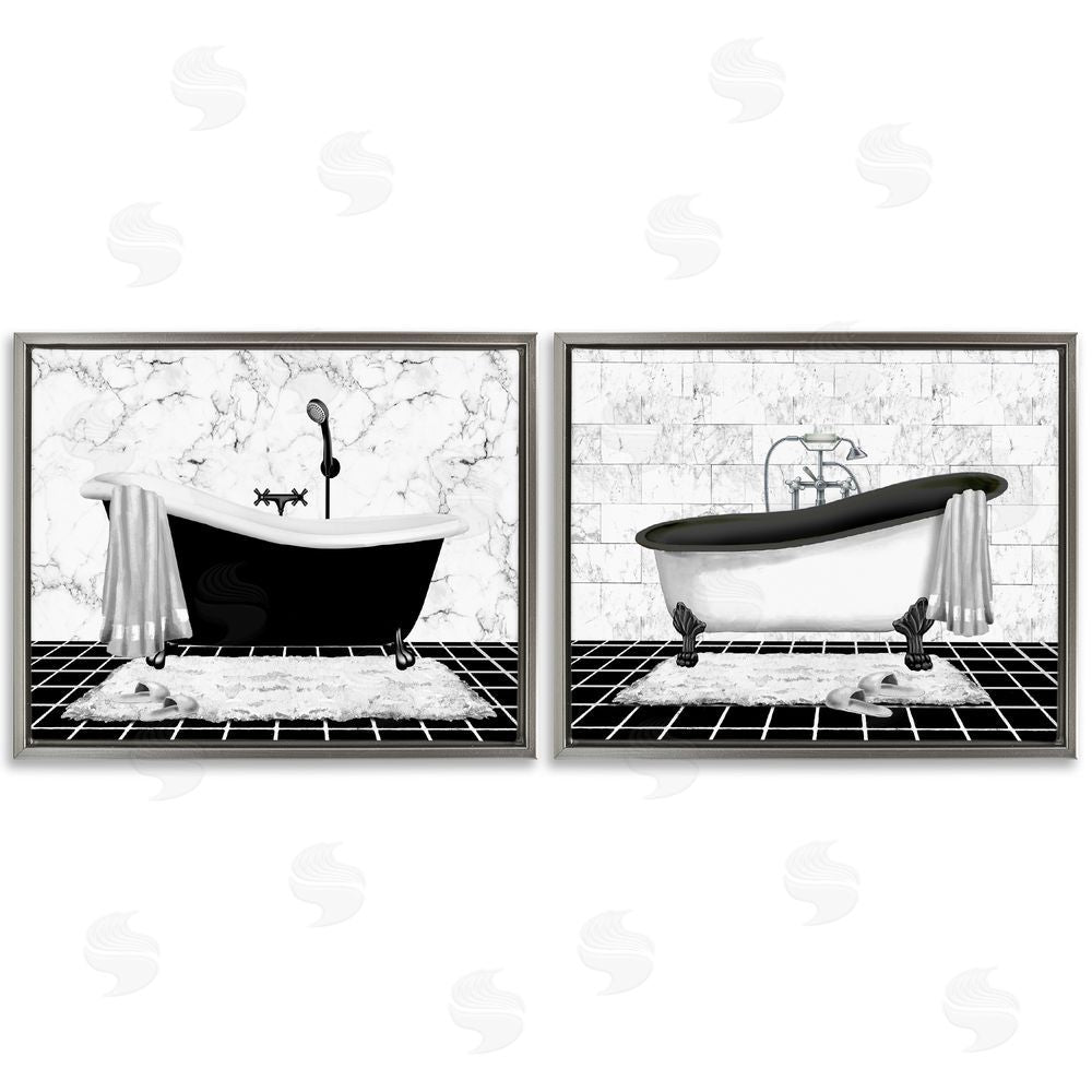 Conrad Knutsen Marble Clawfoot Soaking Tub Gray Floating Frame Canvas Wall Art Print