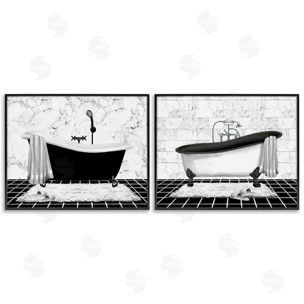 Conrad Knutsen Marble Clawfoot Soaking Tub Black Framed Giclee Wall Art Print