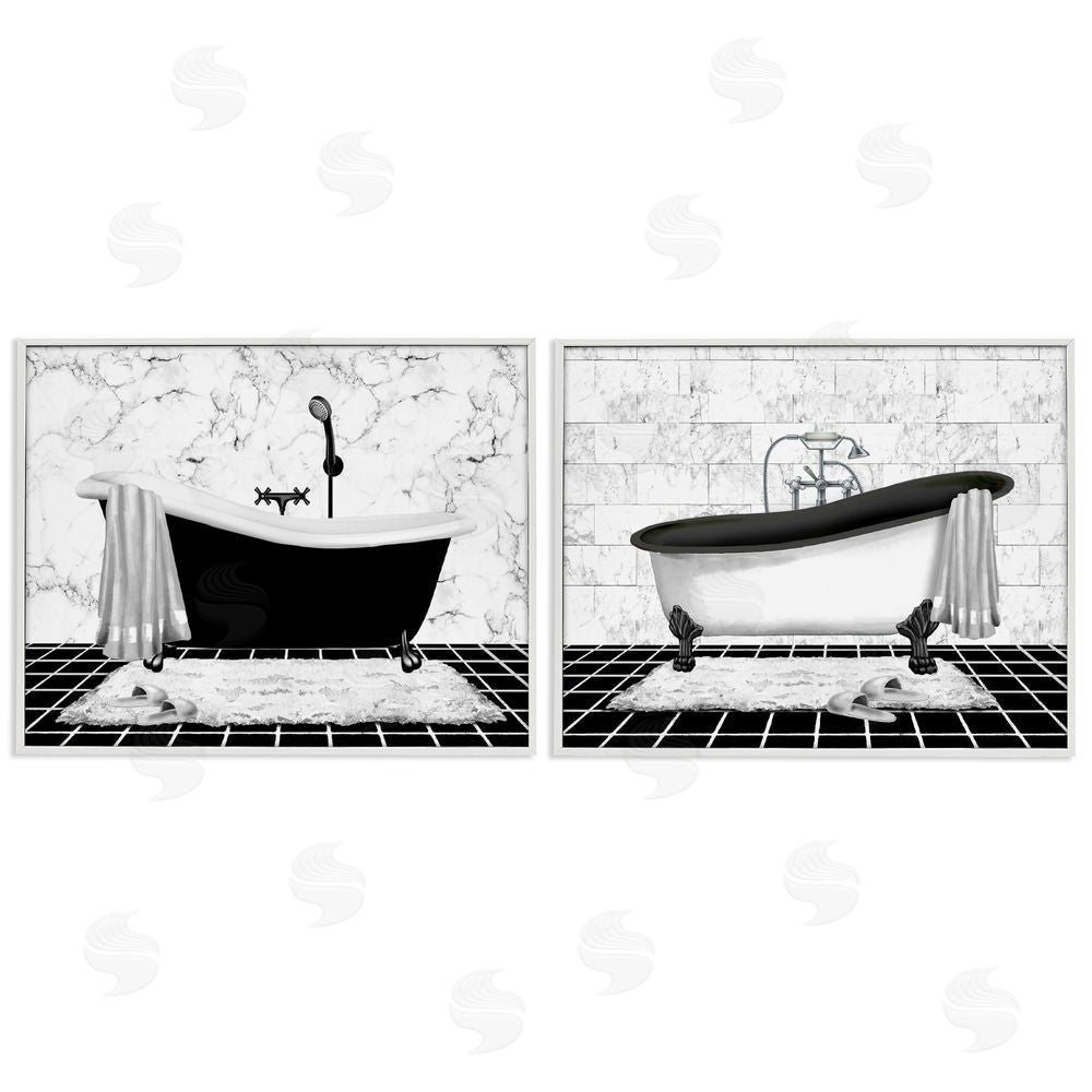 Conrad Knutsen Marble Clawfoot Soaking Tub White Framed Giclee Wall Art Print