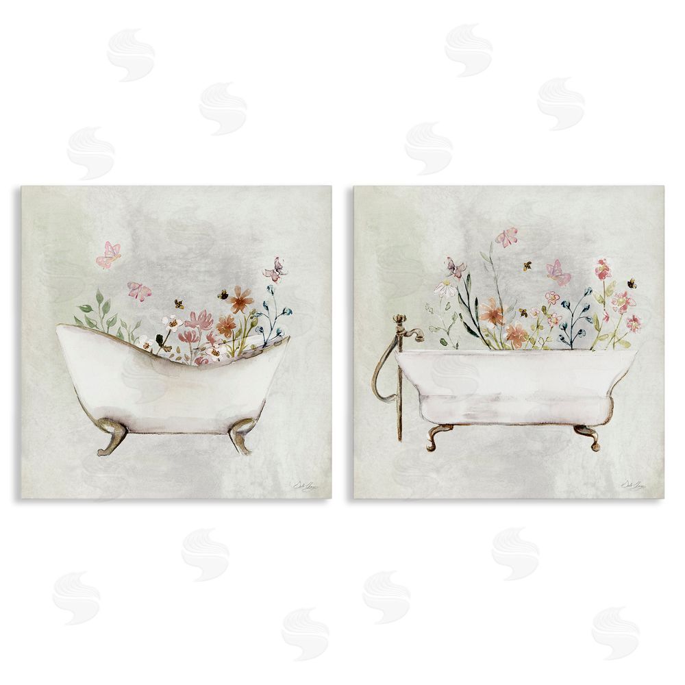 Stella Chang Clawfoot Flower Garden Bees Canvas Wall Art Print