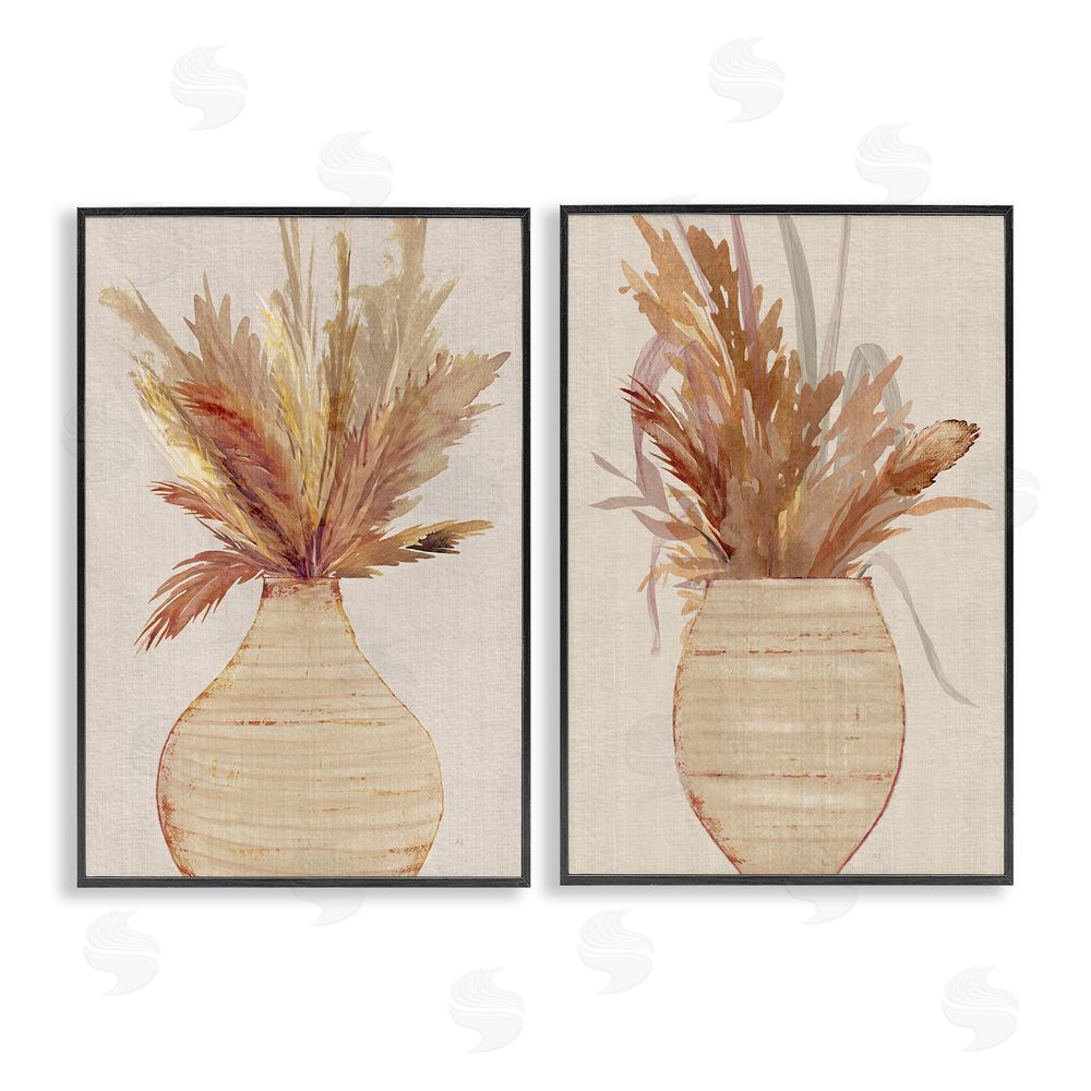 Susan Jill Potted Feather Pampas  Black Framed Giclee Wall Art Print