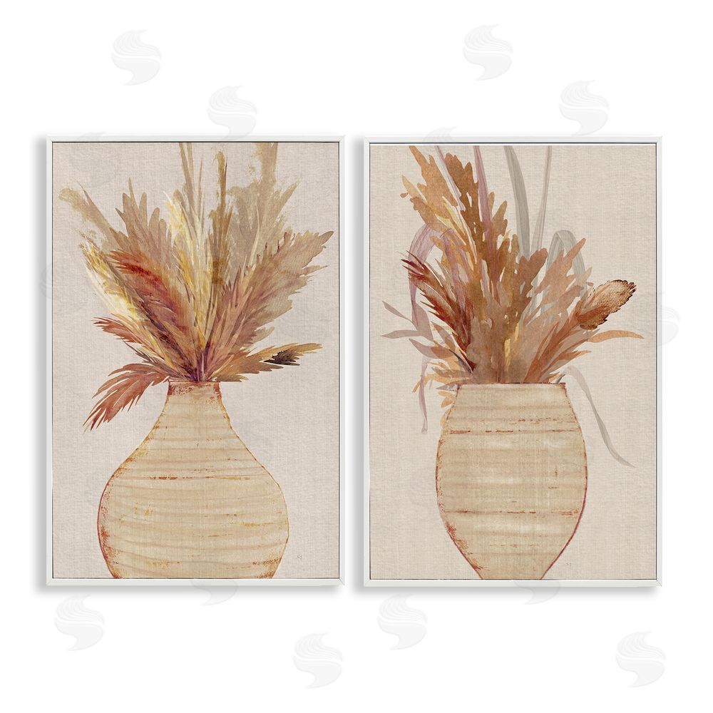 Susan Jill Potted Feather Pampas  White Framed Giclee Wall Art Print
