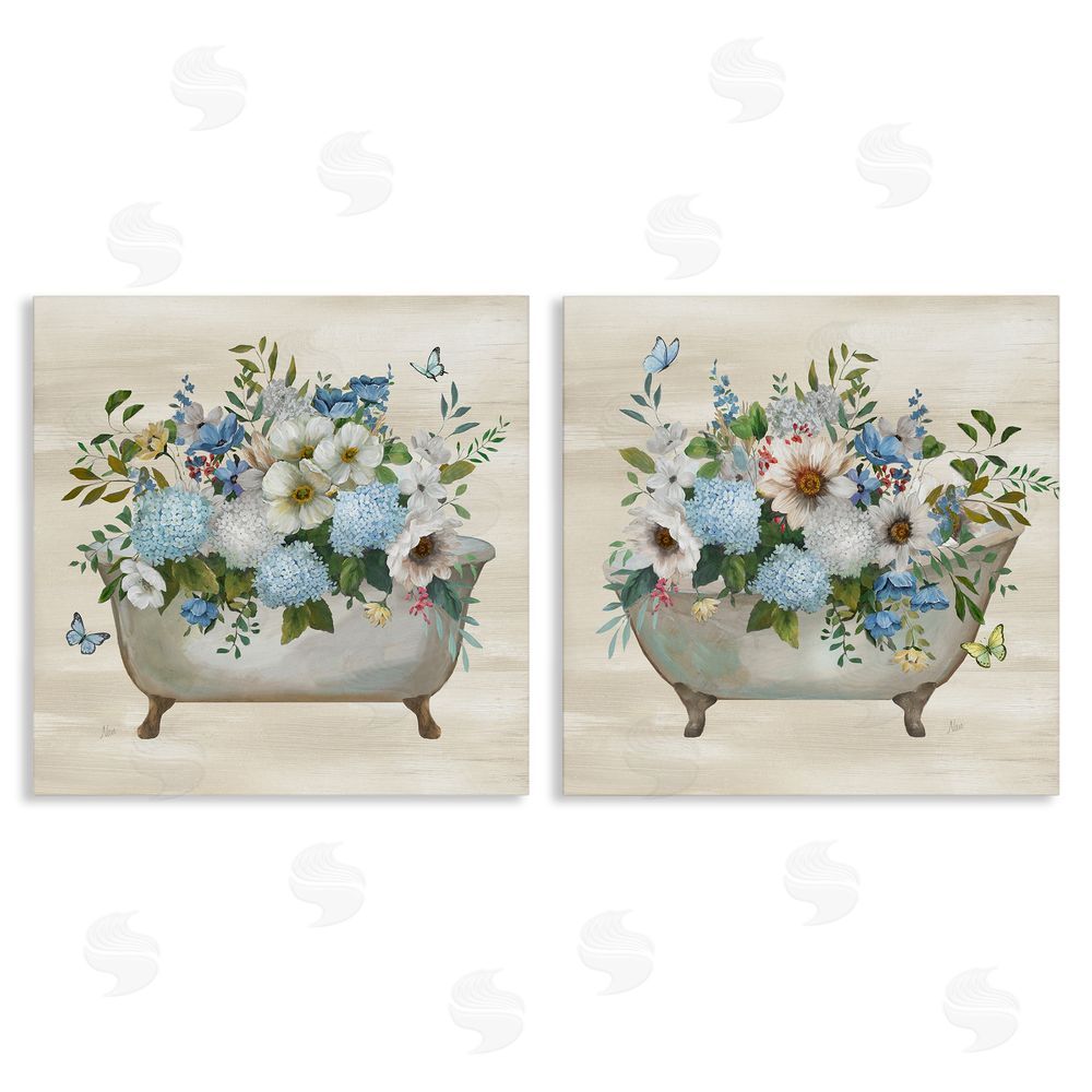 Nan Butterfly Hydrangea Bathtub Canvas Wall Art Print