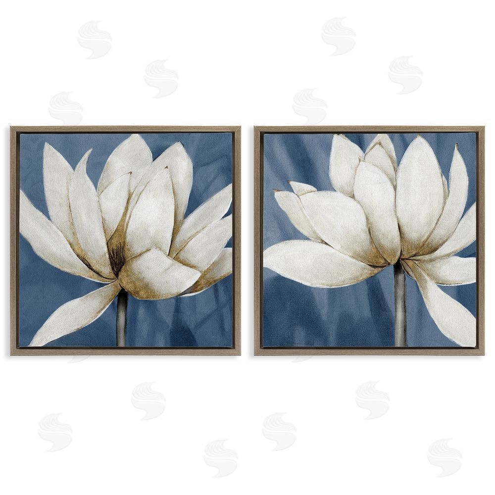 Carol Robinson Traditional Floral Falling Petals Brown Floating Frame Canvas Wall Art Print
