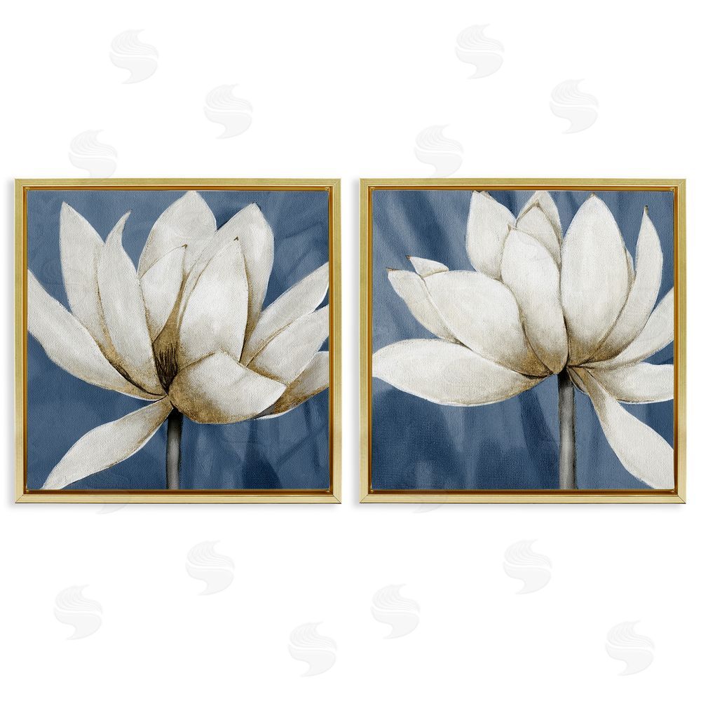 Carol Robinson Traditional Floral Falling Petals Gold Floating Frame Canvas Wall Art Print