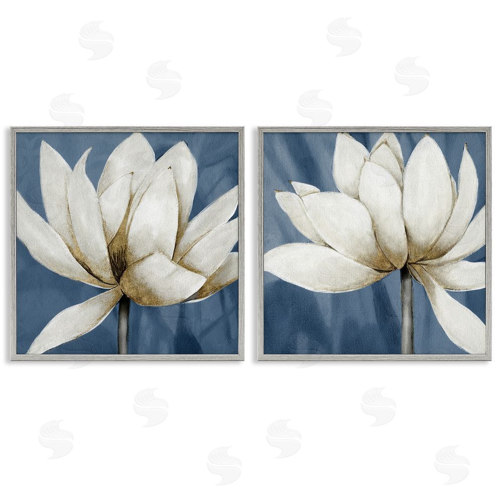 Carol Robinson Traditional Floral Falling Petals Gray Framed Giclee Wall Art Print