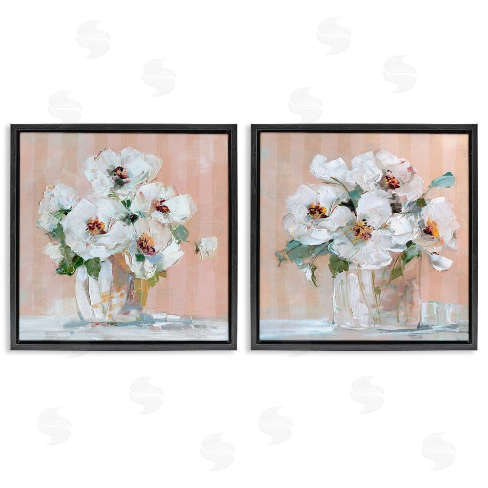 Sally Swatland Abstract Floral Vase  Black Floating Frame Canvas Wall Art Print
