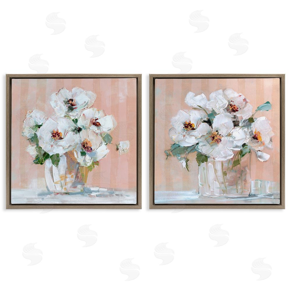Sally Swatland Abstract Floral Vase  Brown Floating Frame Canvas Wall Art Print